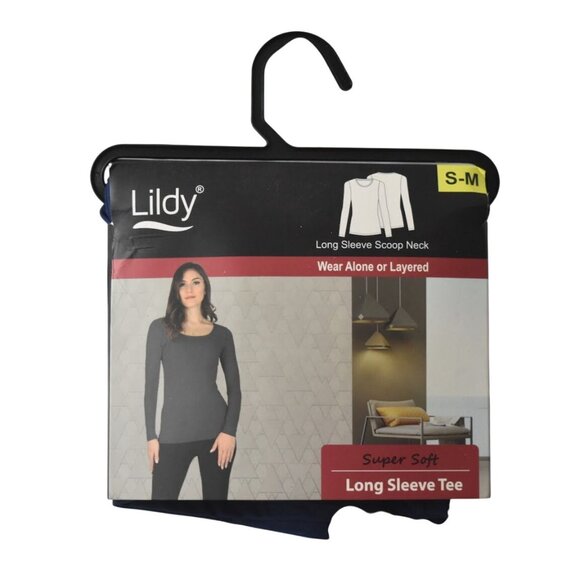 Lildy Long Sleeve Scoop Neck Tee Womens S M Super Soft Blue - Picture 3 of 5